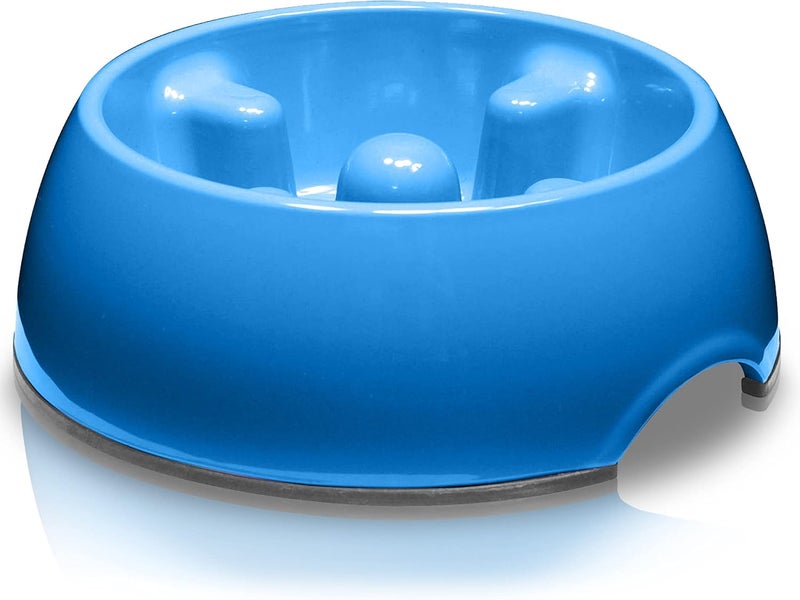 Dogit Go-Slow Anti-Gulp Dog Bowl, Small, 300 ml, Blue - Image 1